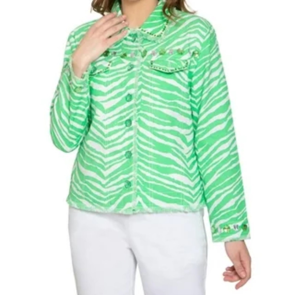 Green Zebra Print Blazer